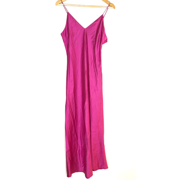 O.P.T Dona Dress Slip Slinky V Neck Satin Pink M - Picture 4 of 11